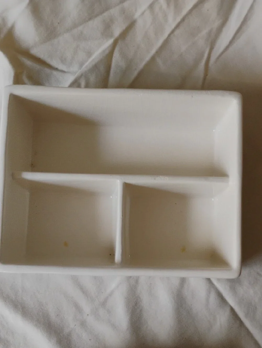Rae dunn Ceramic Brush Holder with Gold Interior - And Trinket Dish- Home Bath